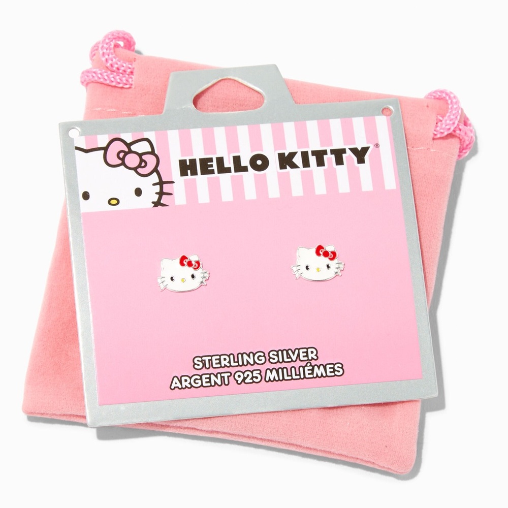 Sterling Silver Hello Kitty Enamel Stud Earrings
